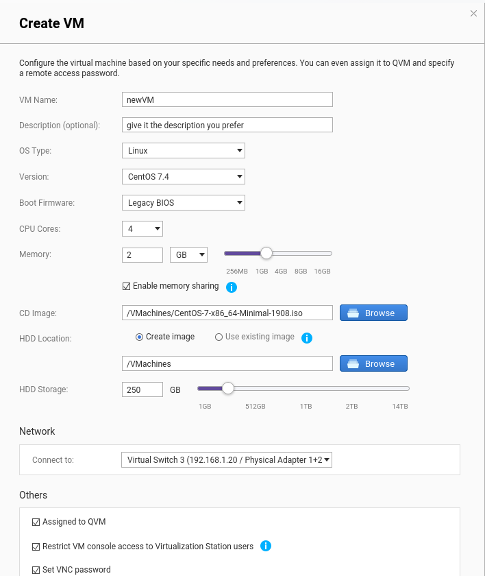 virtualization station create new virtual machine - step 1