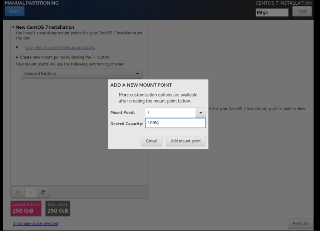 centos7 partitioning basic